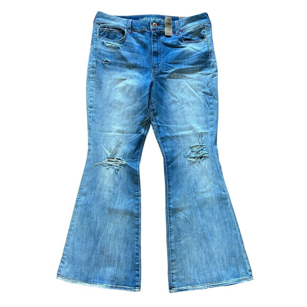 American Eagle Outfitters Light Blue Distressed Flare Jeans